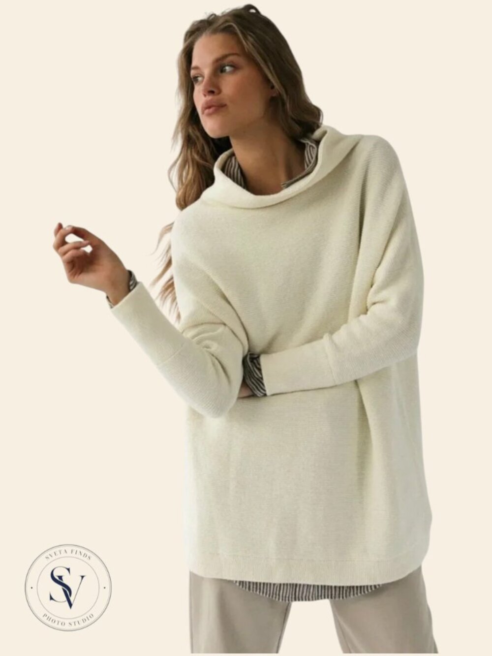 Free People Ottoman Slouchy Tunic Ribbed Mock Neck Sweater Size XS